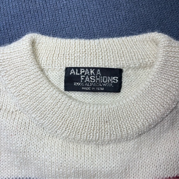 Alpaka Fashions 100% Alpaca Wool Cat Geometric Crewneck Sweater One Size Peru - Picture 12 of 12